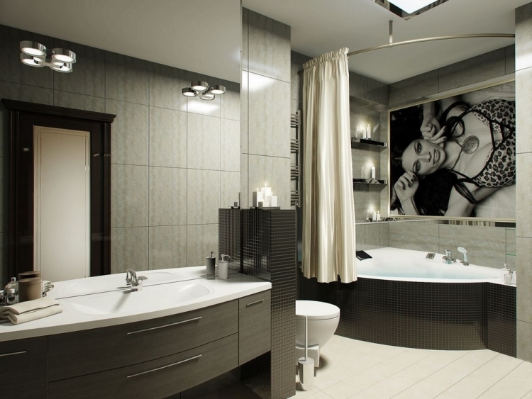 salle-bain-grise-carrelage-mural-tablier-noir