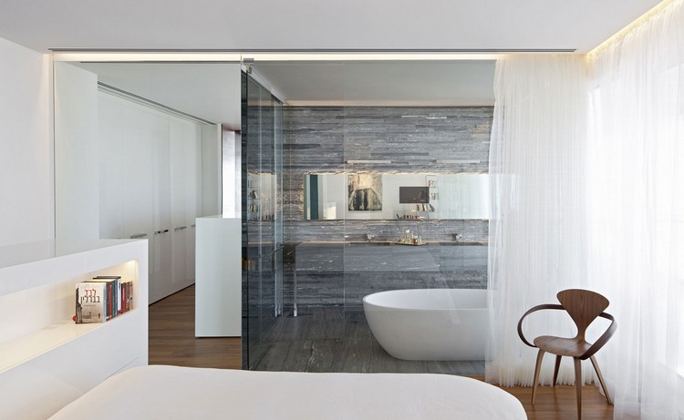 salle de bain moderne -carrelage-mural-pierre-grise
