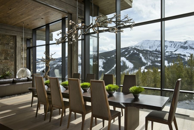 salle-manger-moderne-panorama-montagne-luminaire