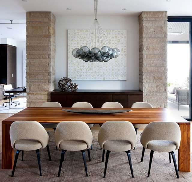 salle à manger moderne table bois chaises-beiges-studio