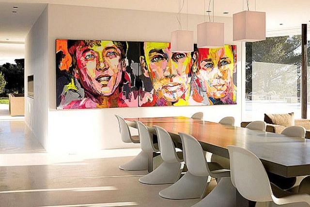 salle à manger moderne table-bois-massif-déco-pop-art