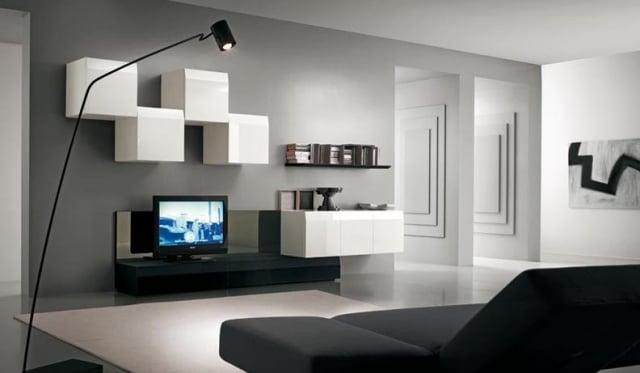 salon-minimaliste-meuble-TV-noir-blanc-design-unique