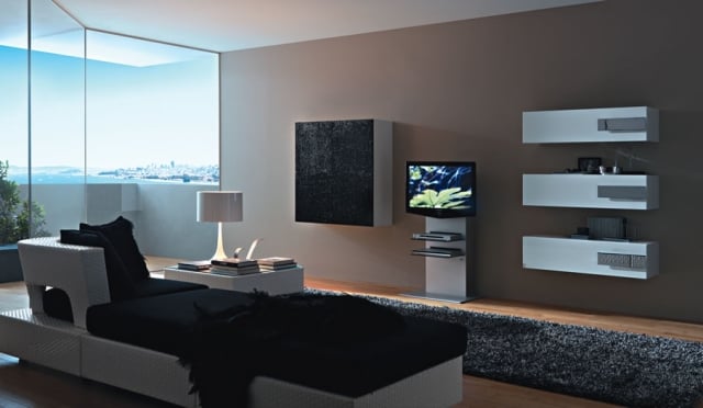 support TV design salon moderne panorama