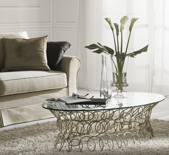 table-basse-ovale-verre-métal-design-moderne