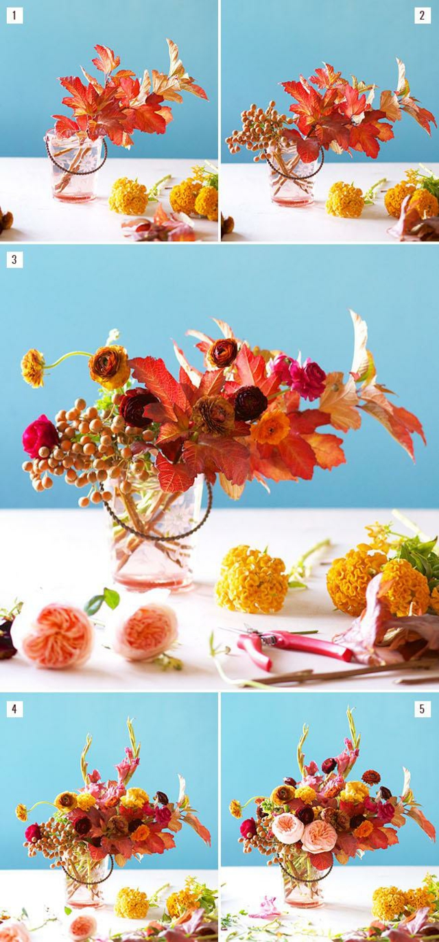 étapes-bricolage-déco-table-automnale-fleurs