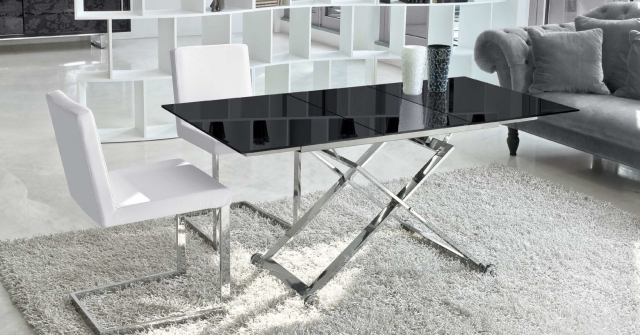 21-designs-table-basse-relevable-moderne-élégante-extensible-noire table basse relevable