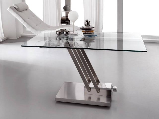 21-designs-table-basse-relevable-moderne-élégante-verre-acier-inox-pied-central