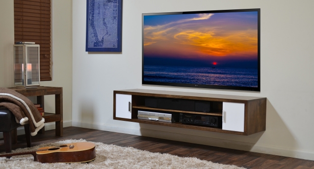 25-idées-conseils-meuble-tv-suspendu-bois-design-épuré meuble tv suspendu