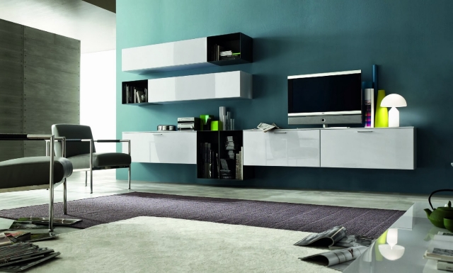 25-idées-conseils-meuble-tv-suspendu-cabinets-blancs-brillants