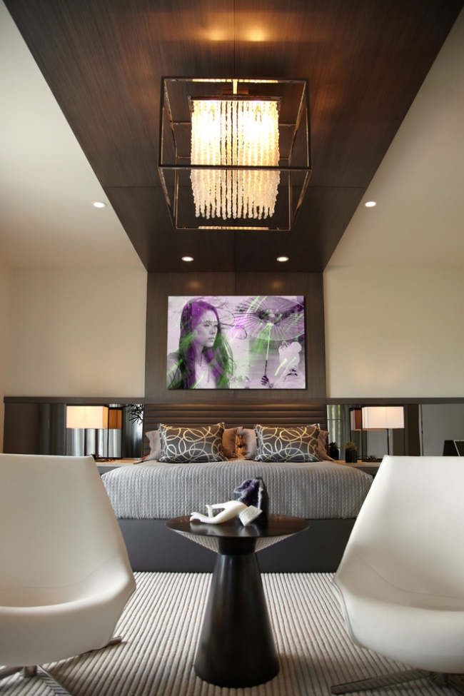 33-idées-plafond-moderne-design-élégant-faux-bois-élégant-chambre-coucher-lustre-élégant
