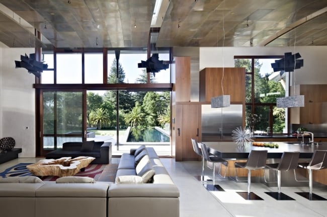 33-idées-plafond-moderne-design-élégant-suspendu-effet-métal plafond moderne