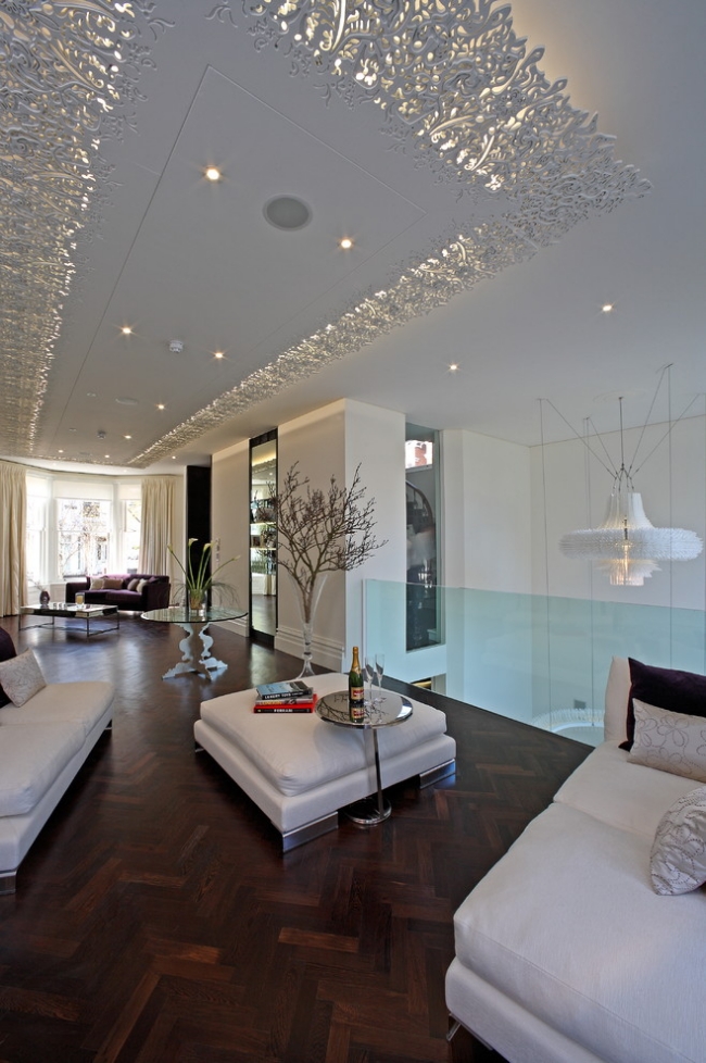 33-idées-plafond-moderne-design-élégant-suspendu-plâtre plafond moderne