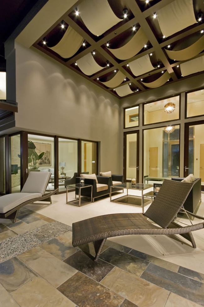 33-idées-plafond-moderne-design-élégant-tendu-spots-led plafond moderne