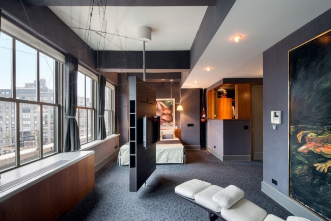 87-idées-chambre-coucher-moderne-touche-design-peinture-grande-meuble-tv-unique-éclairage-led idées chambre à coucher