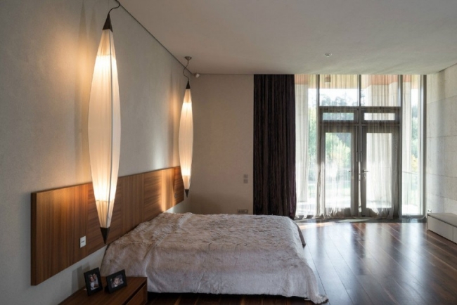 87-idées-chambre-coucher-moderne-touche-design-tête-lit-bois-parquet-stratifié-lampes-design