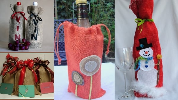 bouteille-de-vin-originale-Noël-ruban-emballage