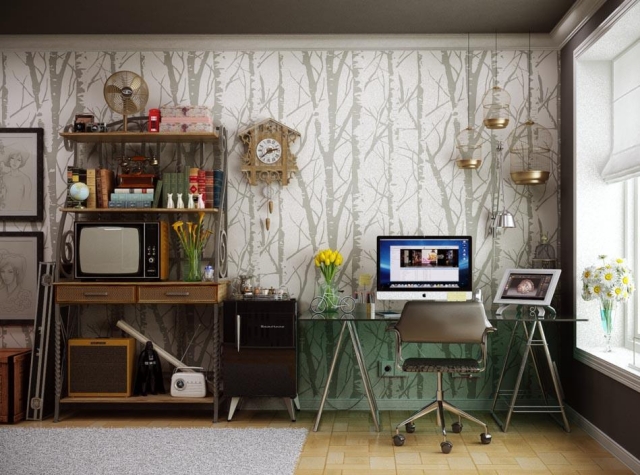 bureau-domicile-décoration-mobilier-vintage