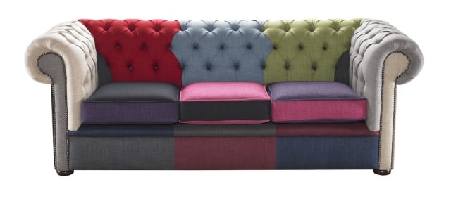 canapé-Chesterfield-design-moderne-tissu-multicolore