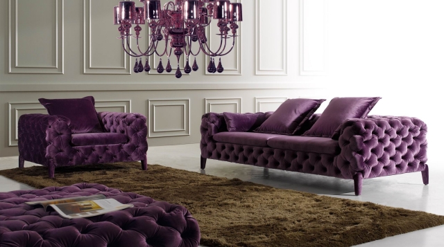 canapé fauteuil Chesterfield violet-variante-lustre