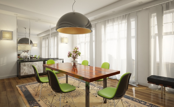 chaise-salle-manger-couleur-dossier-noir-siège-vert-pieds-métalliques chaise salle à manger
