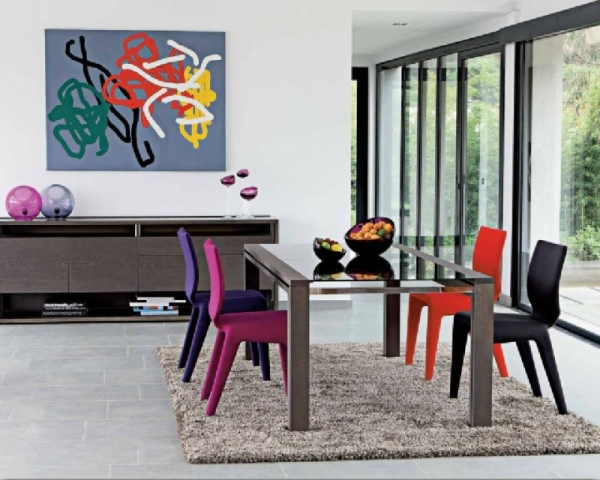 chaise-salle-manger-couleur-multicolores-élégantes-tabl-verre-bois chaise salle à manger
