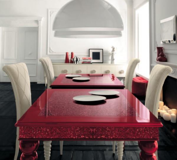 chaise-salle-manger-couleur-table-rose-élégante-chaises-blanches-tapissées chaise salle à manger
