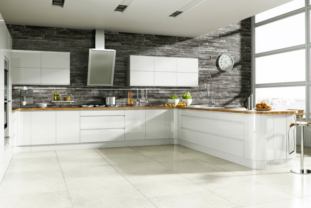 cuisine-blanche-grise-25-designs-armoires-blanches-mur-papier-peint-relief-gris-effet-pierre
