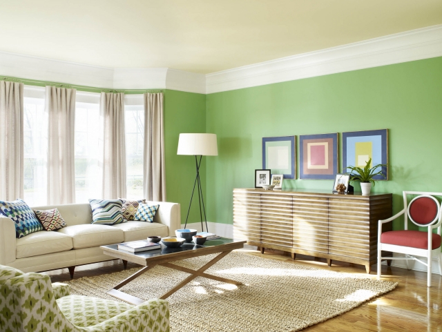 déco appartement moderne-idée-originale-tableaux-muraux-fond-vert