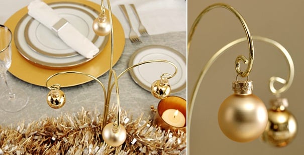 déco-table-Noël-22-idées-guirlande-dorée-ornement-doré-boules déco table de Noël