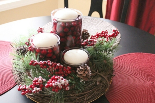 déco-table-Noël-porte-bougie-baies-rouges