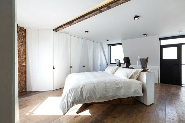 décoration chambre à coucher revêtement-pierre-bois
