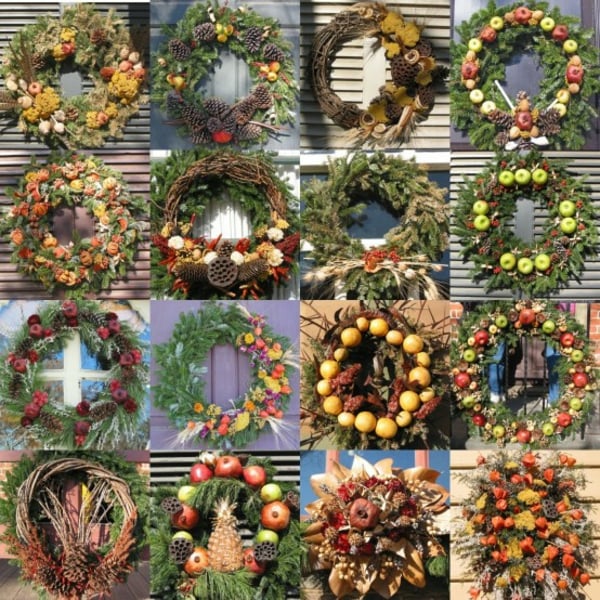 décoration de Noël couronne-porte-branches-sapins-fruits