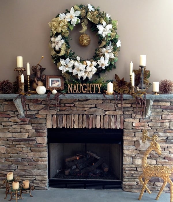décoration de Noël manteau-de-cheminée-couronne-de-porte
