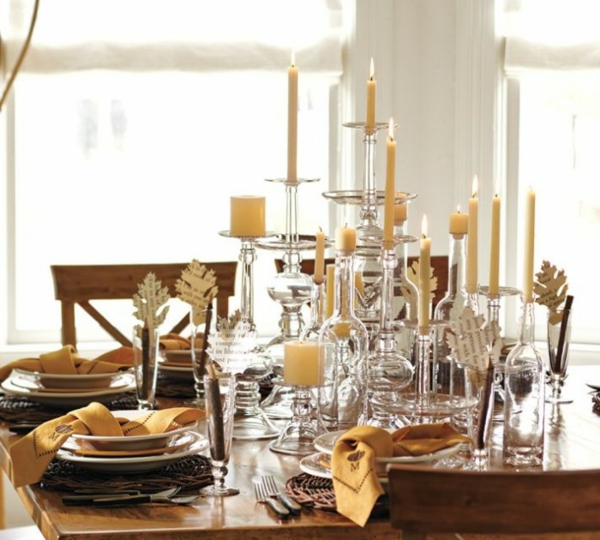 décoration de table pour Noël bougies-cierges-blanches
