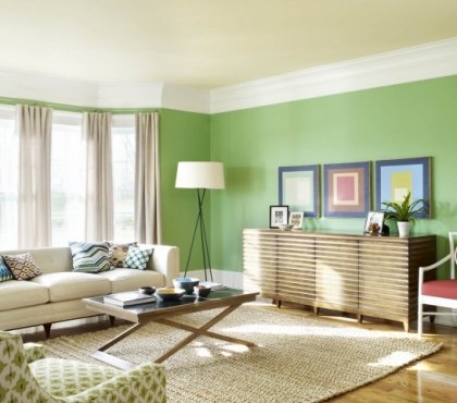 déco-appartement-moderne-idée-originale-tableaux-muraux-fond-vert