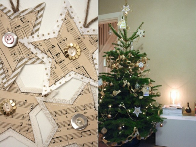 déco-arbre- Noël-DIY-papier-musique-tutoriel-étoiles-décoratives-sapin