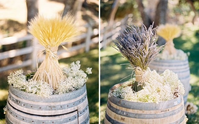 déco-originale-tonneaux-bouquet-lavande-épis-blé