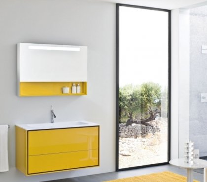 déco-salle-de-bain-idée-originale-couleur-jaune-lavabo-jaune