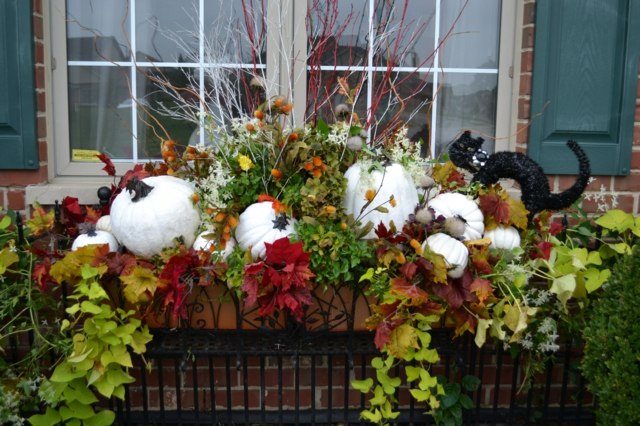 décoration-automnale-DIY-idée-originale-citrouilles-blanches-jardin