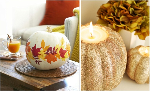 décoration-automnale-DIY-idée-originale-paillettes-feuilles-automnales