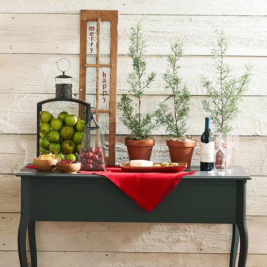 décoration-de-Noël-joyeux-Noël-pommes-nappe-rouge