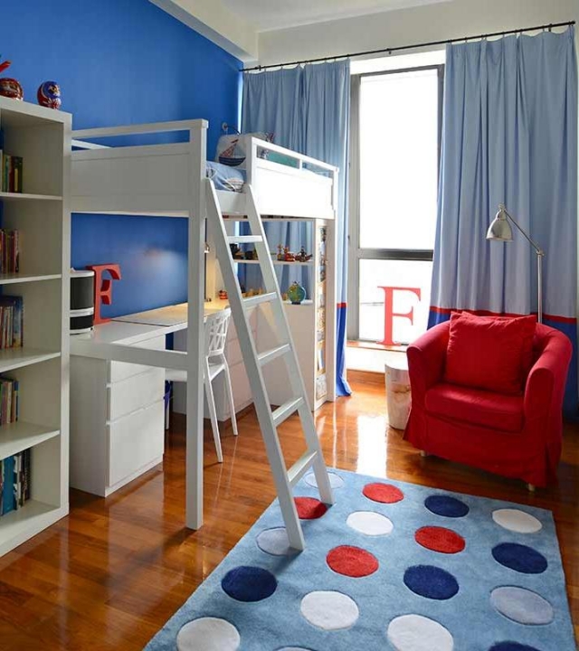 fauteuil enfant rouge lit mezzanine blanc-chambre
