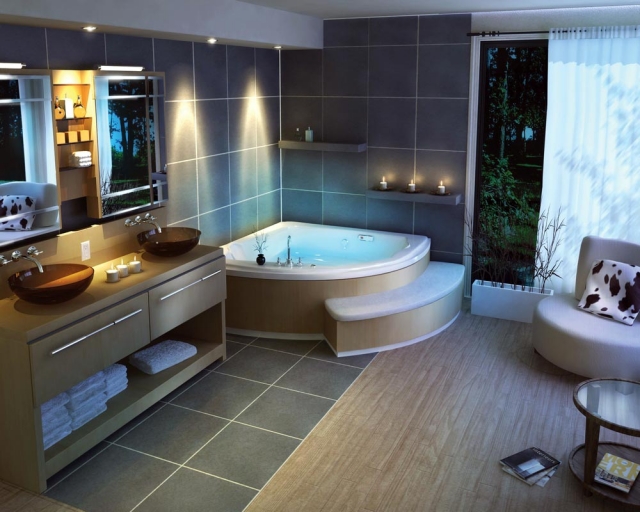 idée-luminaire-salle-bain-moderne-spots-encastrés