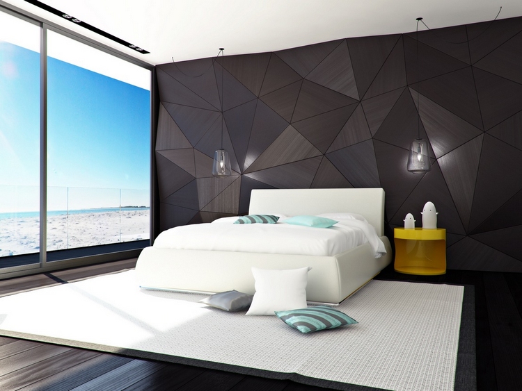 idées-chambre-coucher-design-minimaliste-mur-panneaux-3D