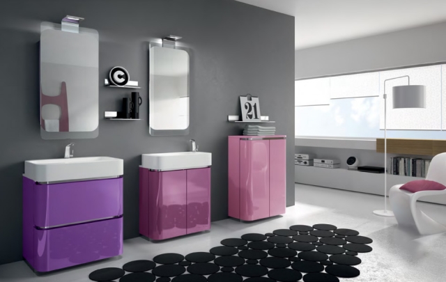 idées-salle-de-bains-Acacia-armoires-violets-roses-armoires