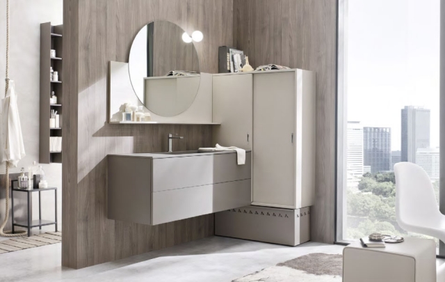 idées salle de bains meubles-originaux-collection-Start-miroir-rond-sous-lavabo
