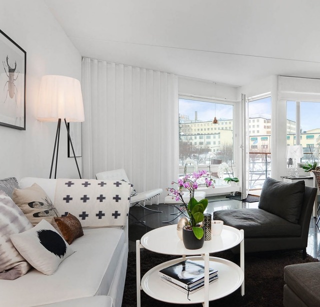 idée-originale-meubles-scandinaves-chambre-coucher-noir-blanc