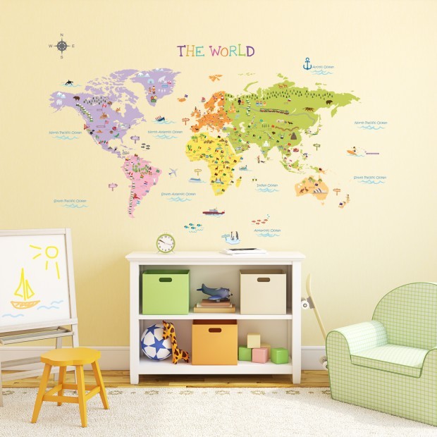 idée-stickers-chambre-bébé-carte-mondiale