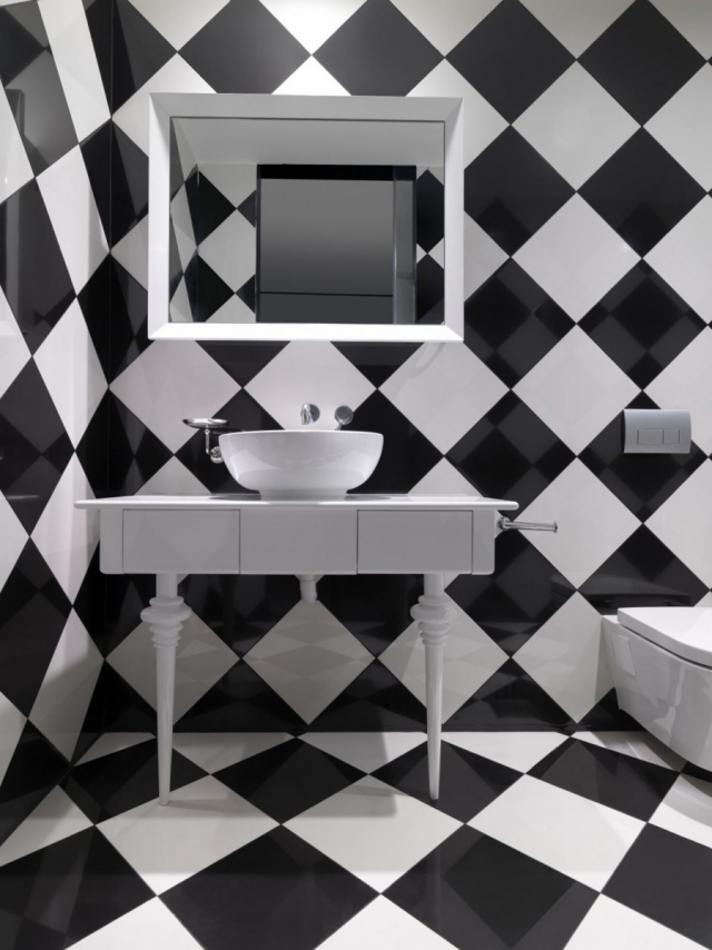 idées-déco-salle-bains-20-papiers-peints-moderne-damier-noir-blanc-moderne