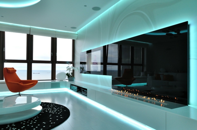 lumière-indirecte-LED-salon-ultramoderne